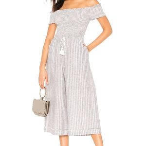 1. STATE Off Shoulder Smocked Bodice Jumpsuit